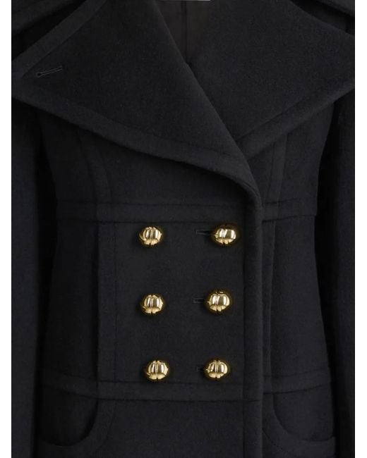 Patou Black Double-Breasted Coat
