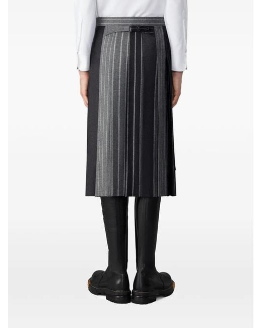 Thom Browne Gray Flannel Banker-Stripe Pleated Skirt for men