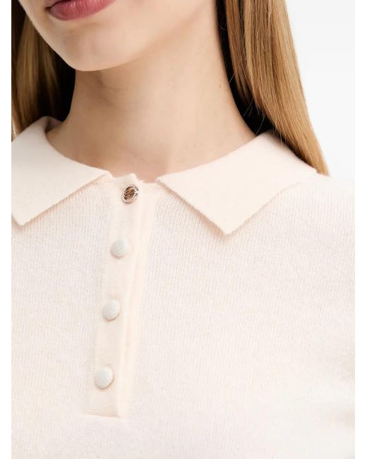 Fracomina White Button-Placket Polo Top