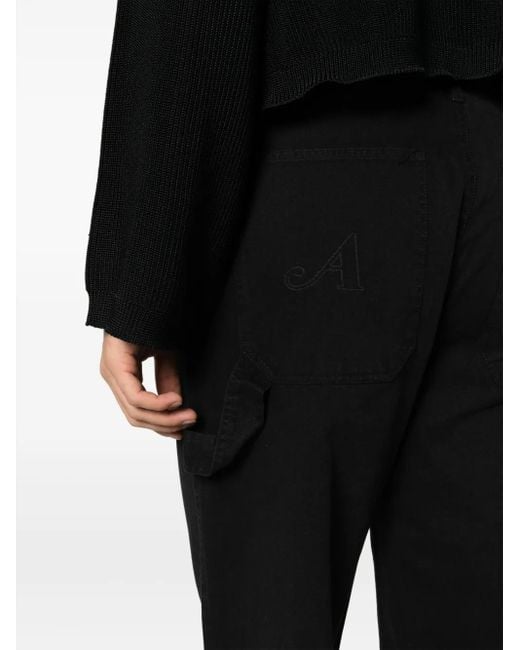 AWAKE NY Black Logo-Embroidered Straight-Leg Jeans for men