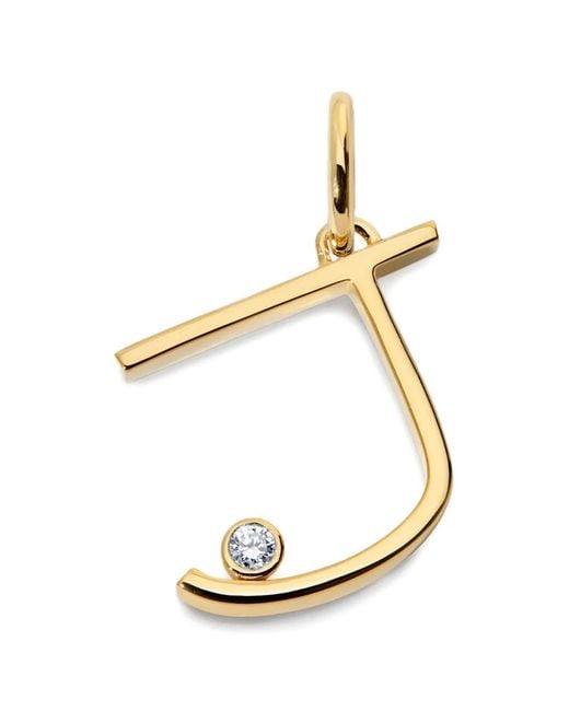 Monica Vinader Metallic Solitaire Diamond Initial Pendant