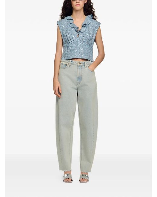 Sandro Blue Sequin Top