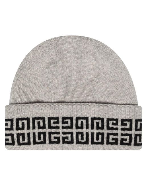 Givenchy Gray 4g Intarsia Knitted Beanie - Men's - Wool for men