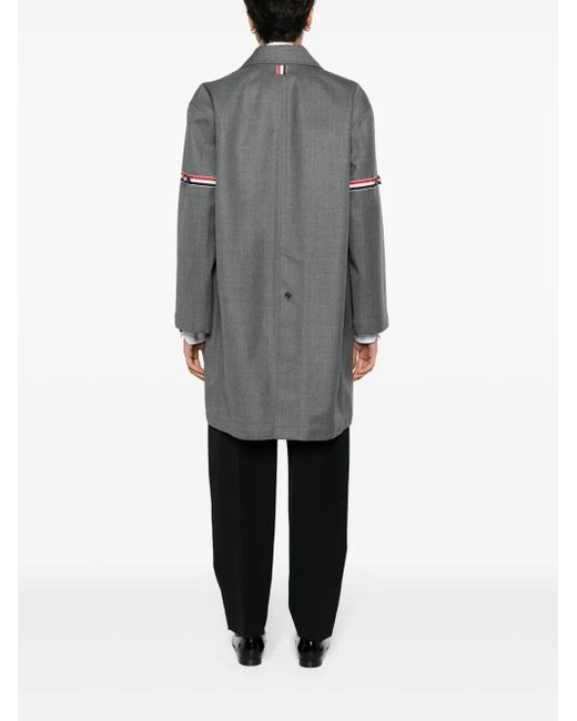 Thom Browne Gray Rwb-Stripe Twill Coat