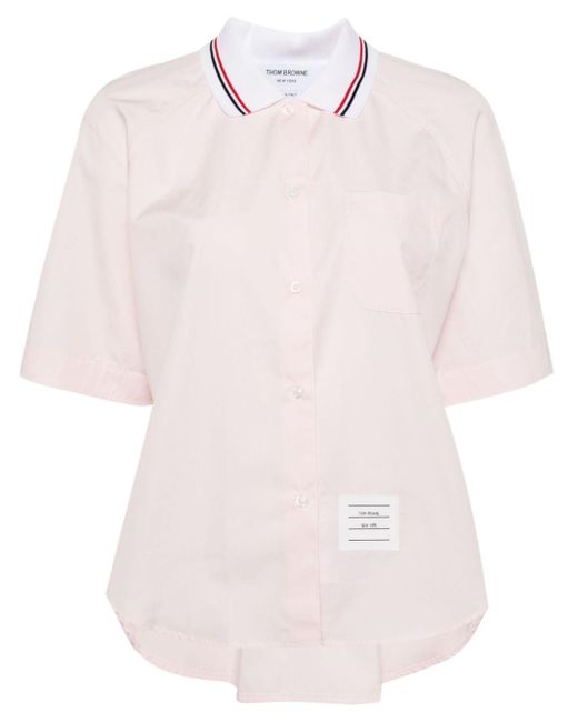 Thom Browne Logo-appliqué Cotton Shirt Pink