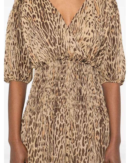 Liu Jo Natural Animalier V-Neck Mini Dress