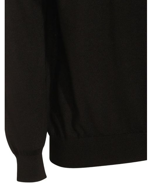 Malo Black Crew-Neck Virgin-Wool Sweater for men