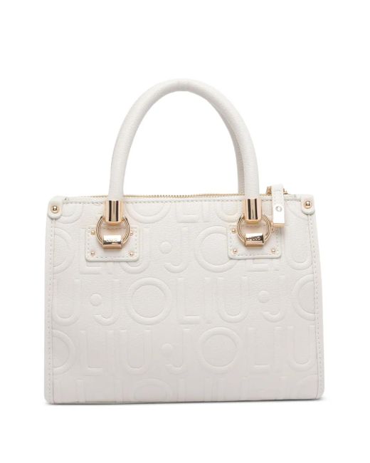 Liu Jo White Logo-Embossed Tote Bag