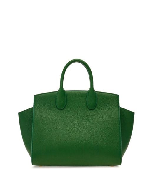 Ferragamo Green Small Studio Leather Tote Bag