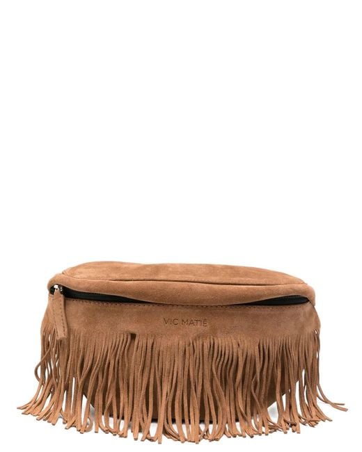 Vic Matié Brown Sense Fringe-Trimmed Belt Bag