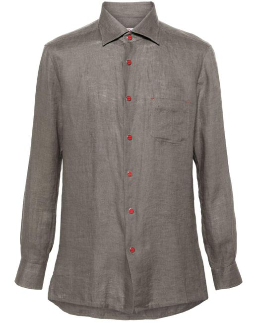 Kiton Overhemd Met Drukknopen in het Gray voor heren