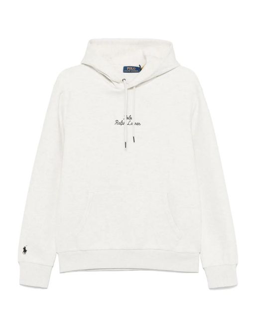 Polo Ralph Lauren White Logo-Embroidered Hoodie for men