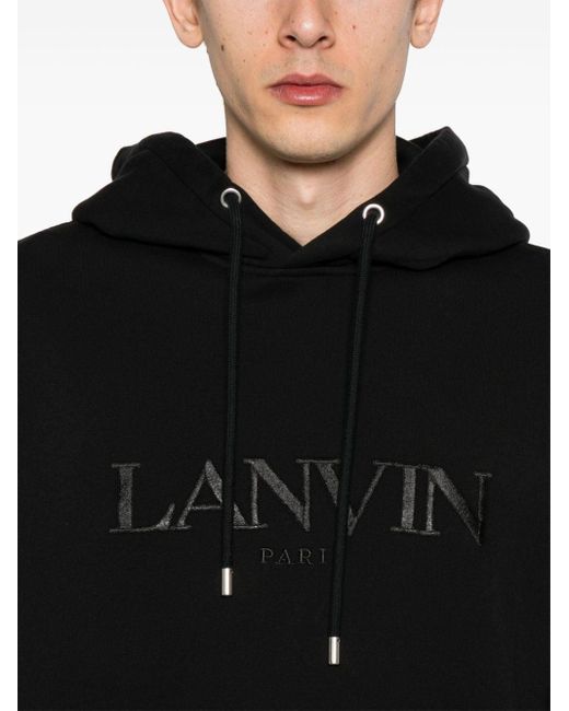 Hoodie en coton à logo brodé Lanvin pour homme en coloris Black
