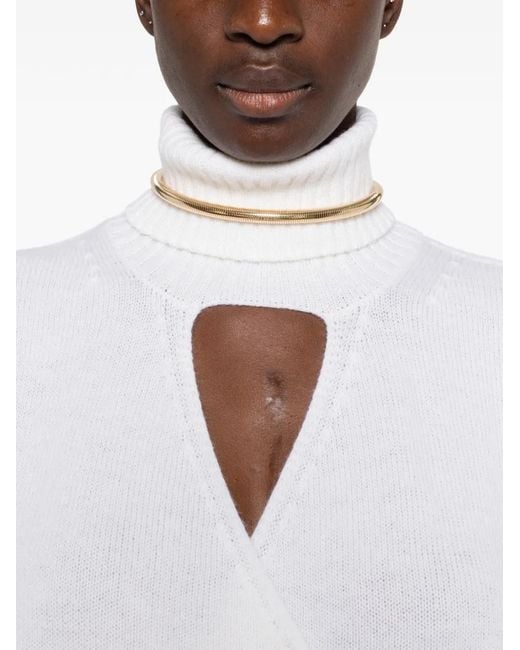 SIMONA CORSELLINI White Cut-Out Turtleneck Sweater