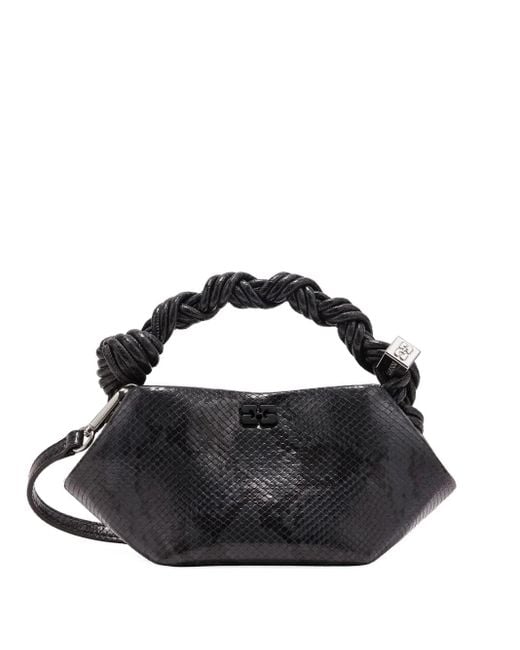 Ganni Black Mini Tote Bag With Twisted Handles