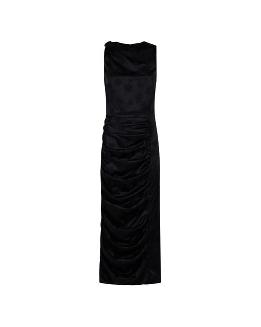 ROTATE BIRGER CHRISTENSEN Black Floral-Jacquard Ruched Midi Dress