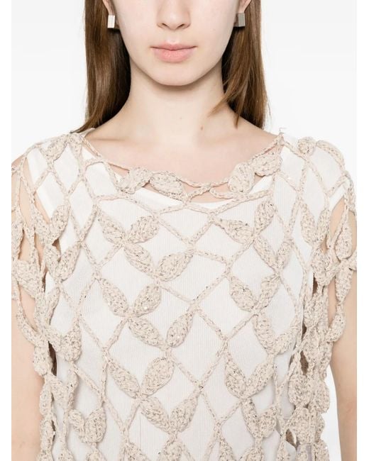 Antonelli White Crochet Knit Top