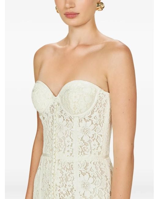 Costarellos White Shara Corded-Lace Midi Dress