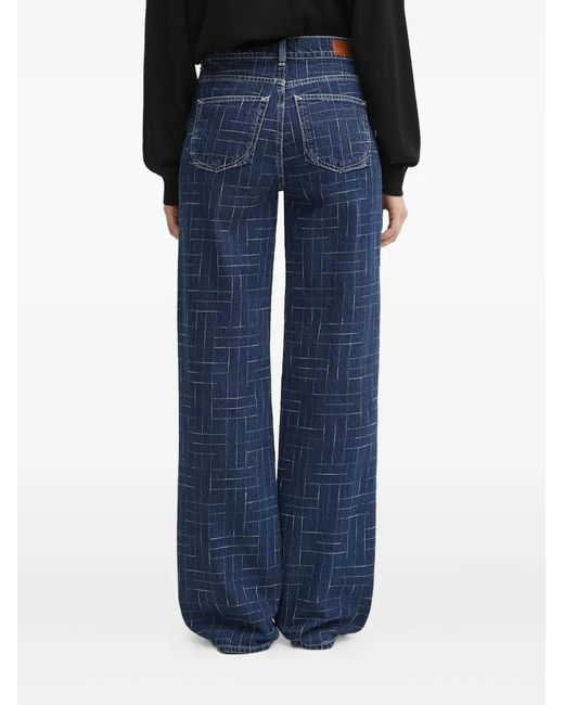 KENZO Blue Grid-Pattern Jeans