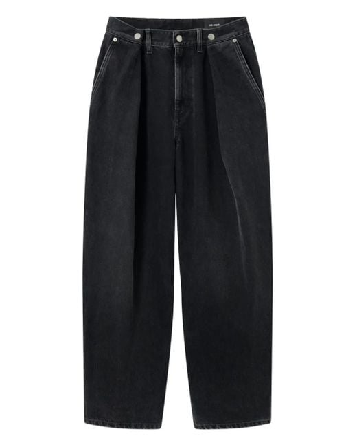 Axel Arigato Black Pleated-Pockets Wide-Leg Jeans