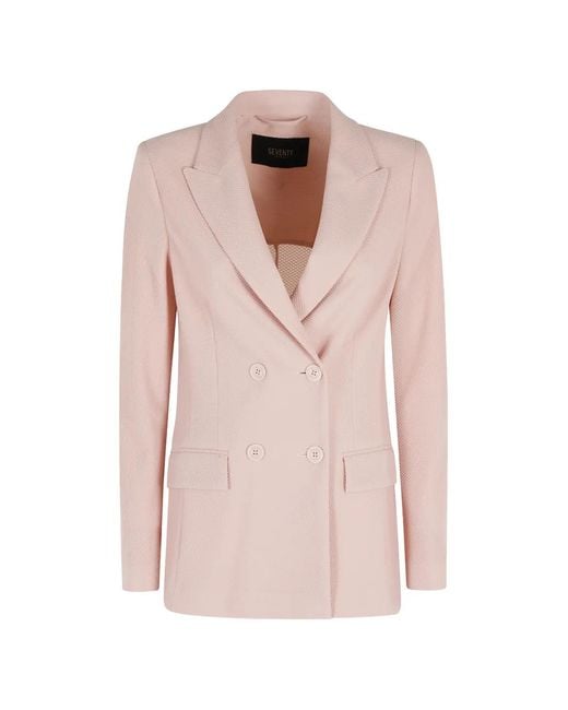 Blazer Con Doble Botonadura Seventy de color Pink