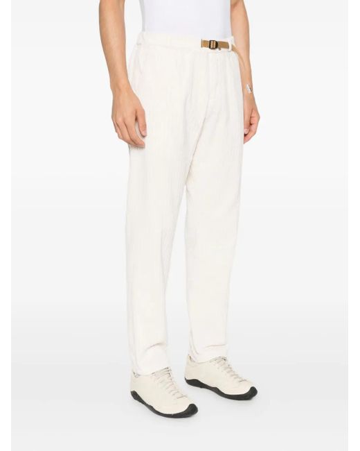 White Sand White Belted Corduroy Trousers for men