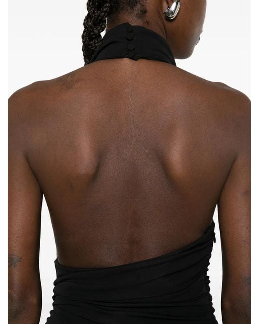 ANDAMANE Black Halter-Neck Gathered Mini Dress