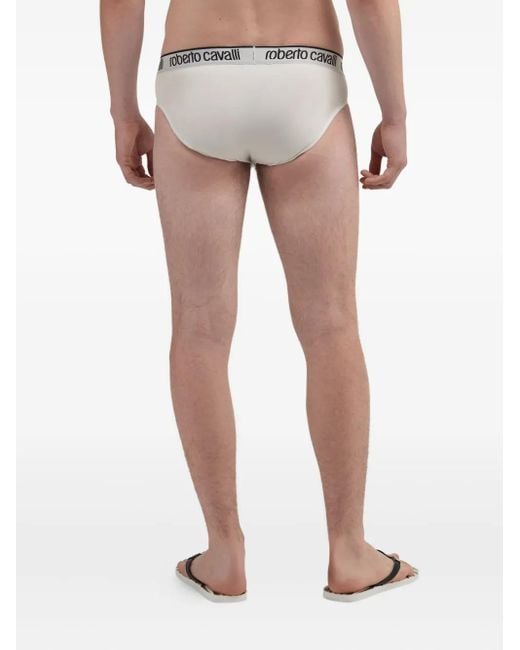 Roberto Cavalli White Logo Briefs for men