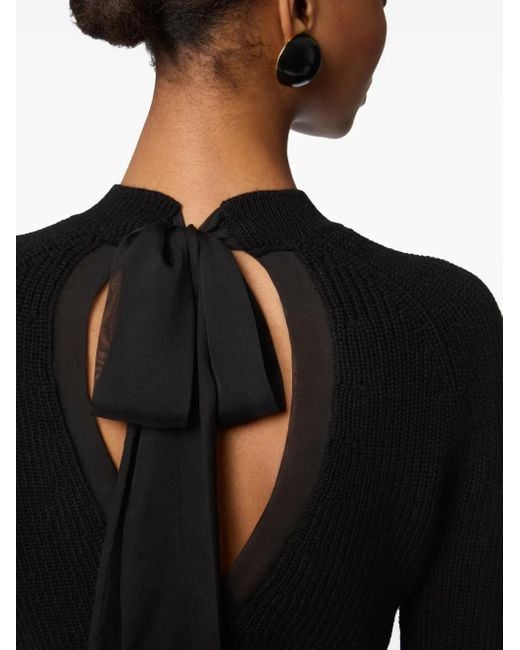 Nina Ricci Black Ruffled-Cuff Wool Top