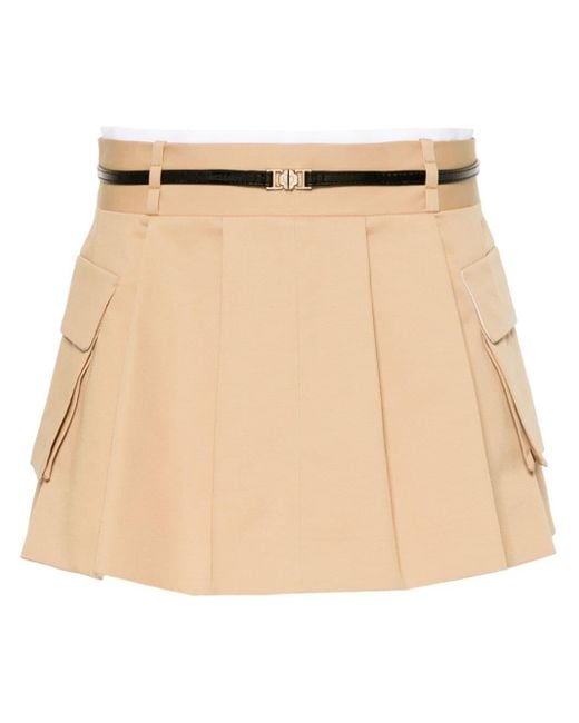 Maje Natural Pleat-detail Belted Mini Skirt
