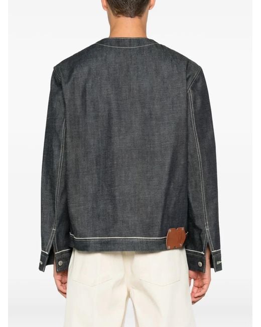 3Dici Gray Contrast-Stitch Denim Jacket for men