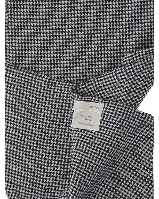 Destin Gray Houndstooth Wool Scarf