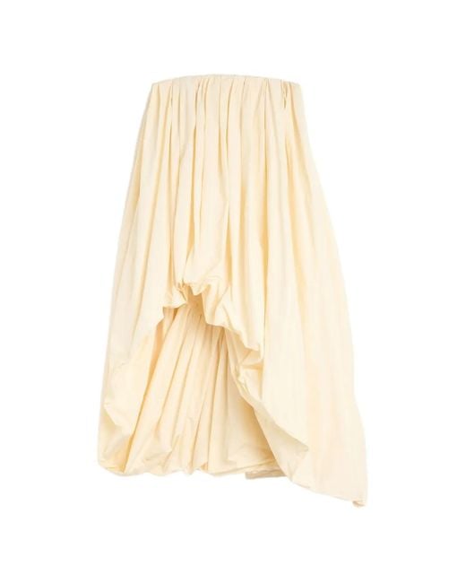 Jil Sander Natural Draped Taffeta Dress