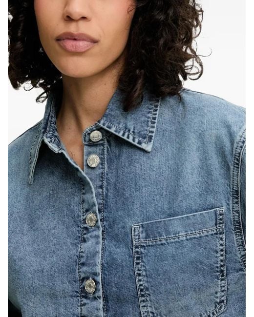 Moschino Blue Logo-Print Denim Shirt