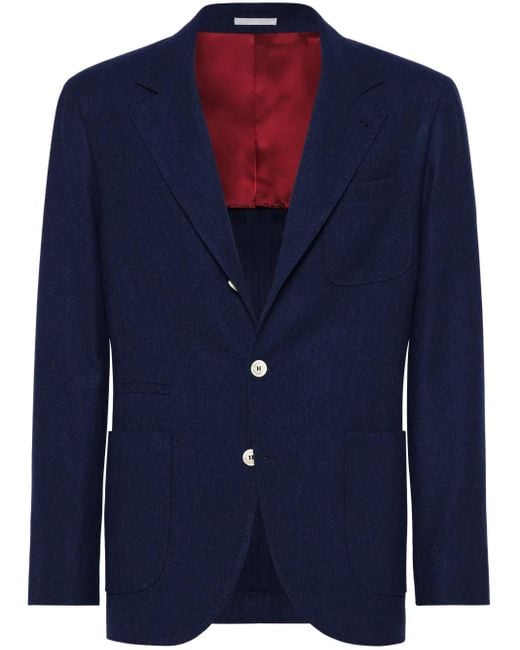 Brunello Cucinelli Blue Single-Breasted Blazer for men