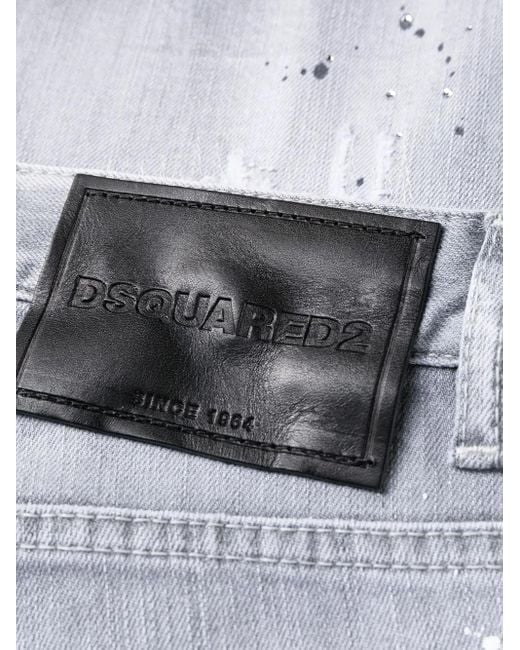 DSquared² Gray Distressed Low-Rise Cropped Jeans
