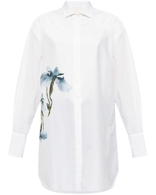 Givenchy White Floral-print Cotton Shirt
