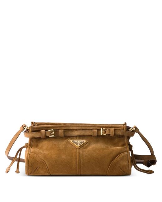 Prada Brown Bonnie Small Suede Shoulder Bag