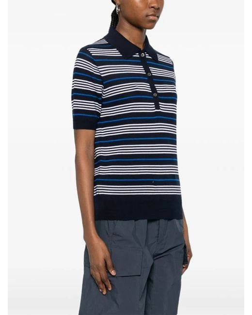 P.A.R.O.S.H. Blue Striped Buttoned Polo Shirts