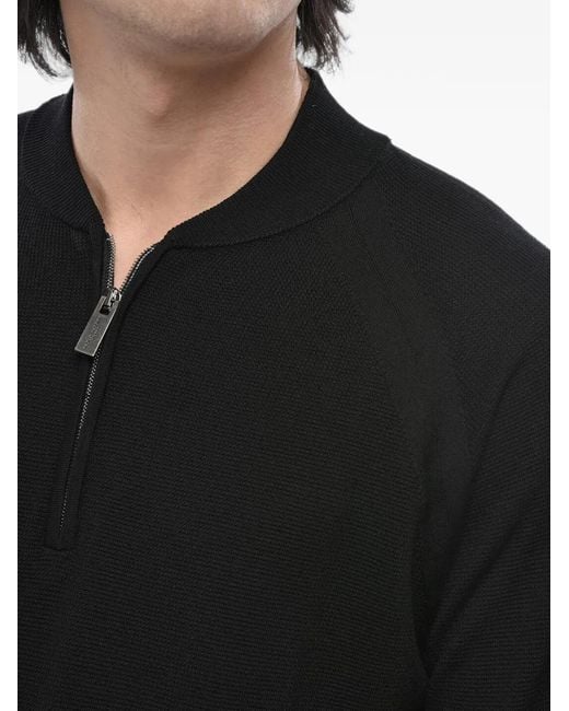 Paolo Pecora Black Half-Zip Wool Sweater for men