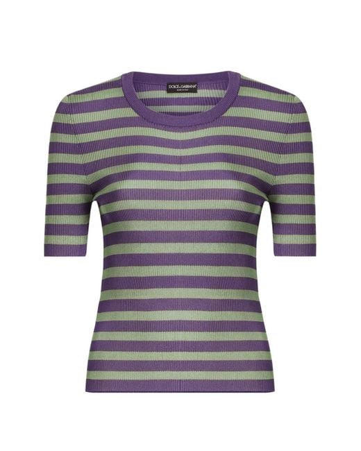 Dolce & Gabbana Gray Striped Knitted Top