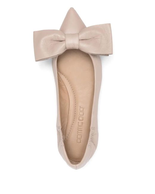 Pomme D ́Or Natural Bow-Detail Ballerina Flats