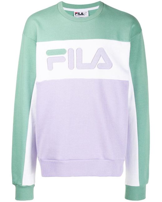 Fila Cotton Colour-block Sweatshirt in Green for Men gym and workout clothes Sweatshirts Mens Clothing Activewear 