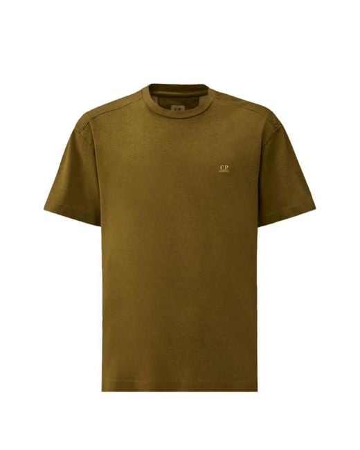 C P Company Green Logo Cotton T-Shirt for men