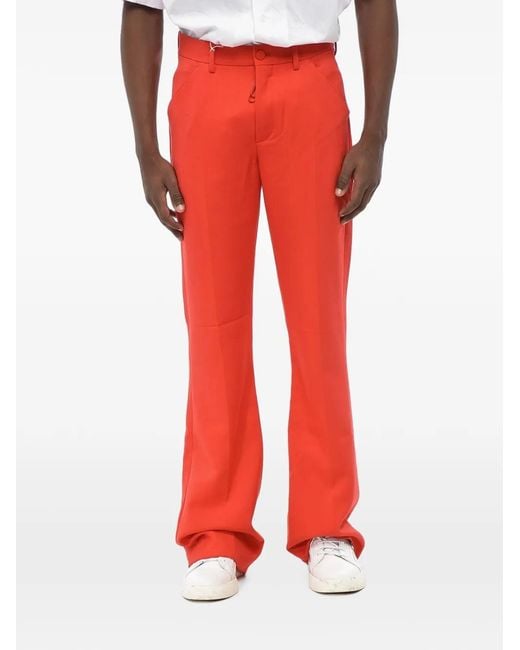 Off-White c/o Virgil Abloh Red Logo-Print Bootcut Trousers for men