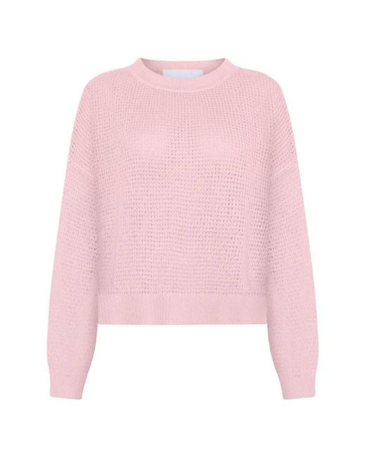EMERSON RENALDI Pink Open-Knit Crew-Neck Sweater