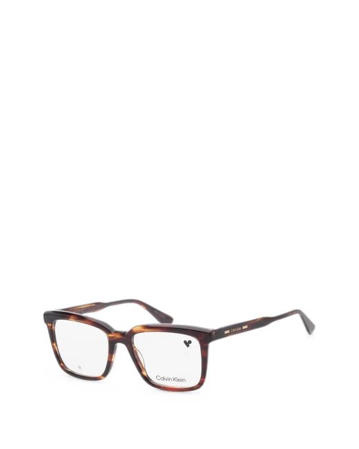 Calvin Klein White Tortoiseshell-Effect Square-Frame Glasses