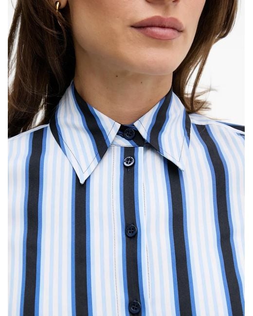 MARC AUREL Blue Vertical-Stripe Long-Sleeve Shirt