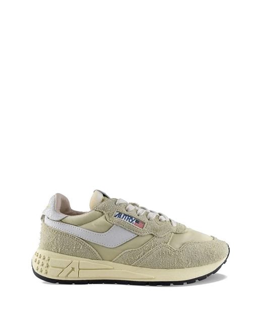 Autry White Reelwind Logo-Patch Sneakers