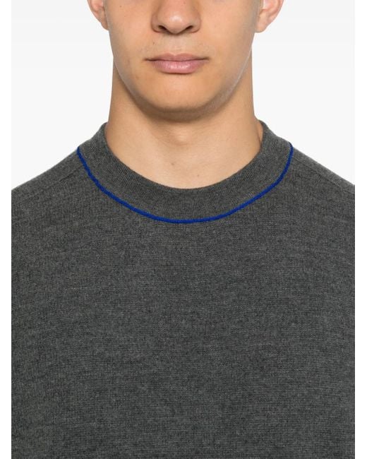 Burberry Equestrian Knight-Intarsia Knit Sweater in Gray for